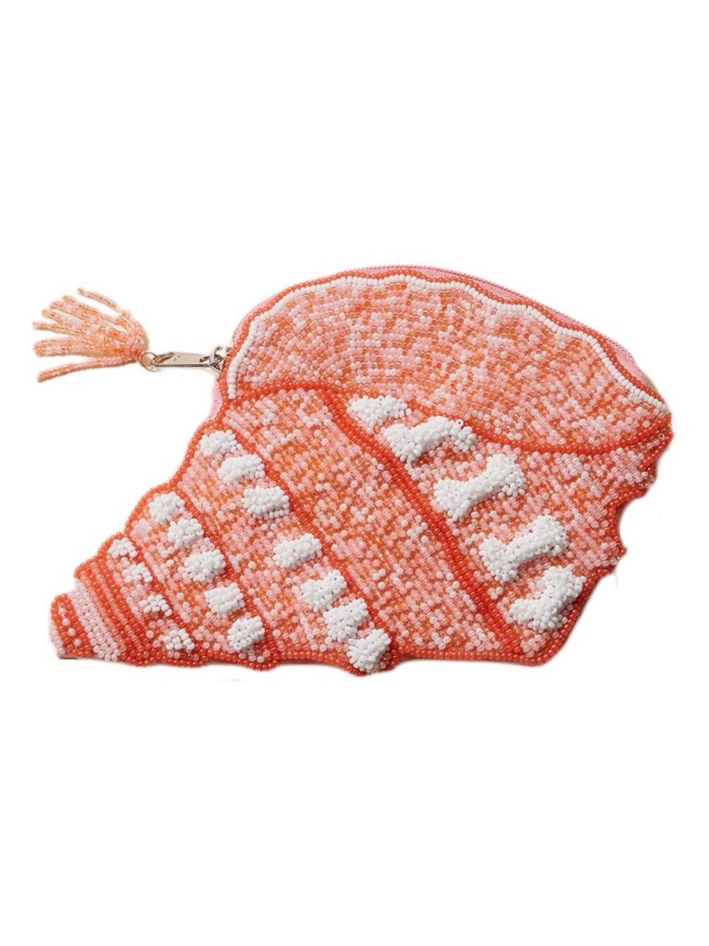 Tigerstars Pink Seed Beaded Spiral Shell Mini Pouch Bag